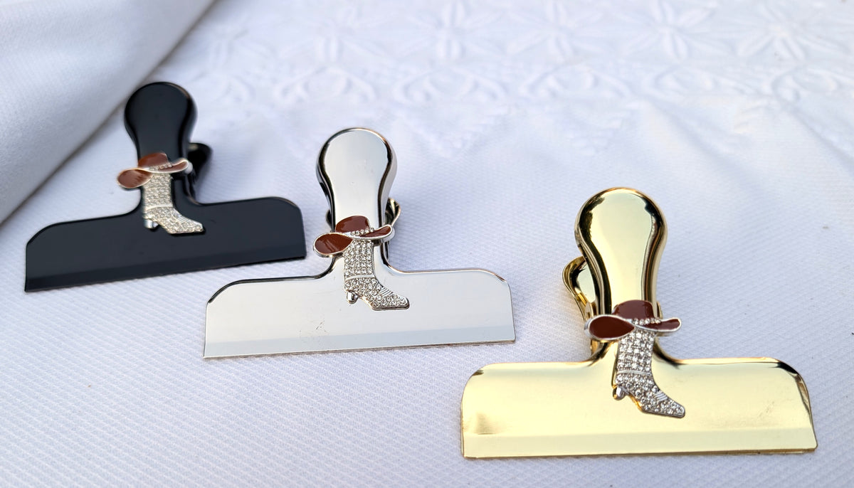 Rhinestone Cowgirl Boot Magnetic Clip - Western Decorative Bag Clip