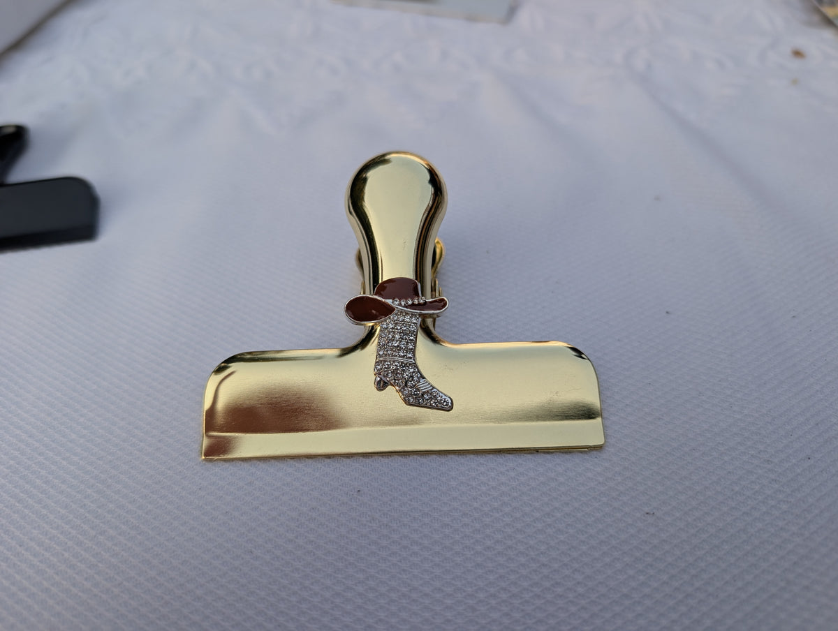 Rhinestone Cowgirl Boot Magnetic Clip - Western Decorative Bag Clip
